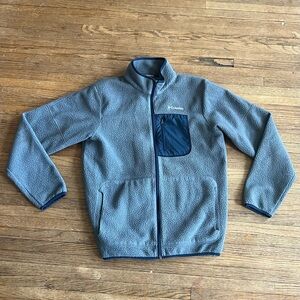 Columbia Grey Fleece Jacket with Navy Blue Details